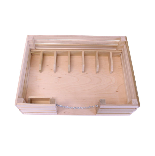 Amish-made wooden mini stockyard toy with 7 stalls, perfect for imaginative farming play.