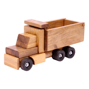 Amish Toy Box Wooden Dump Truck Large 15"L and Small 7"L