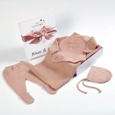 MELI Baby Girls Dusty Rose Layette Set - Adorable 4-piece ensemble for infants and toddlers.