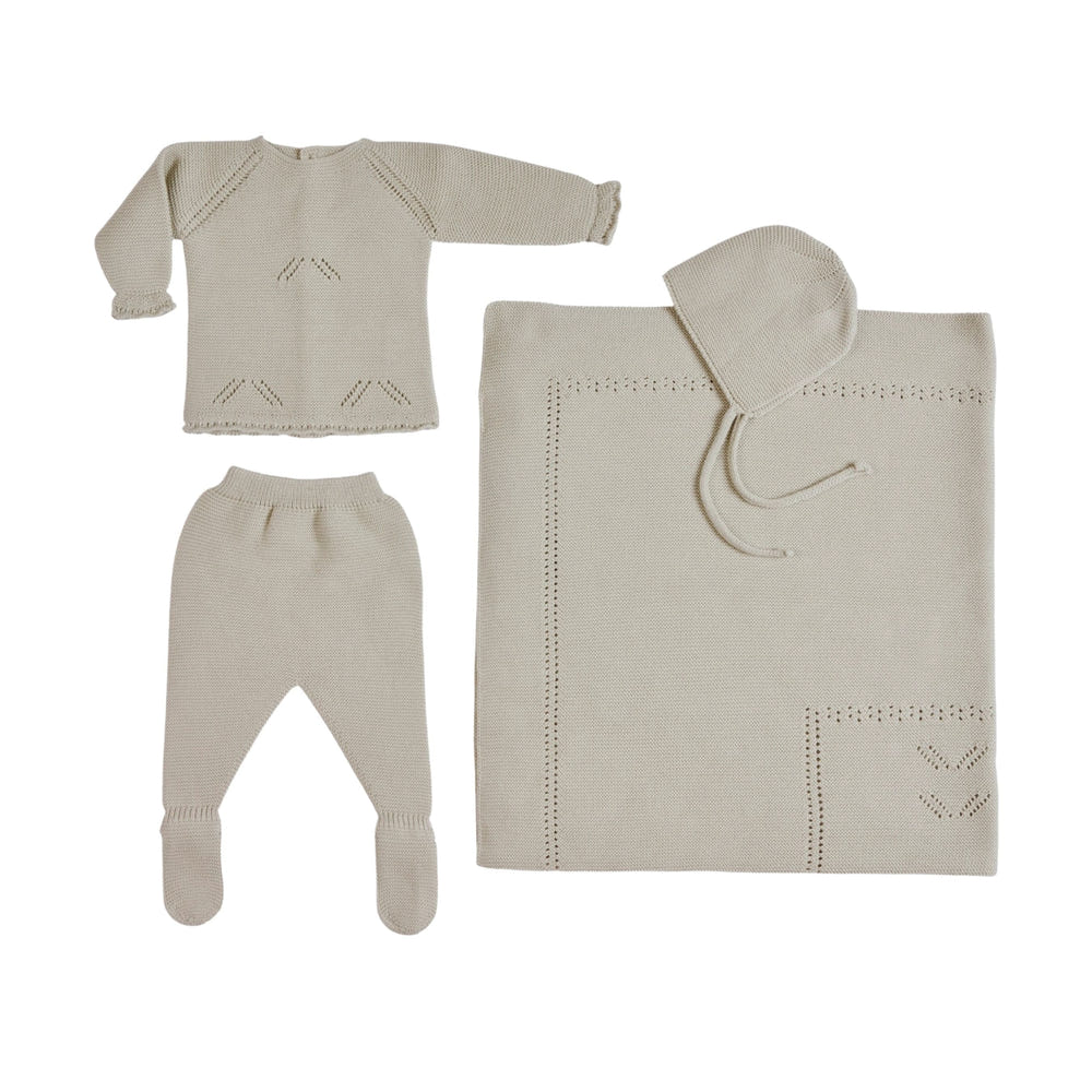 MELI Baby Beige Layette Set (4) - Adorable and cozy ensemble for infants and toddlers. Perfect for any occasion.