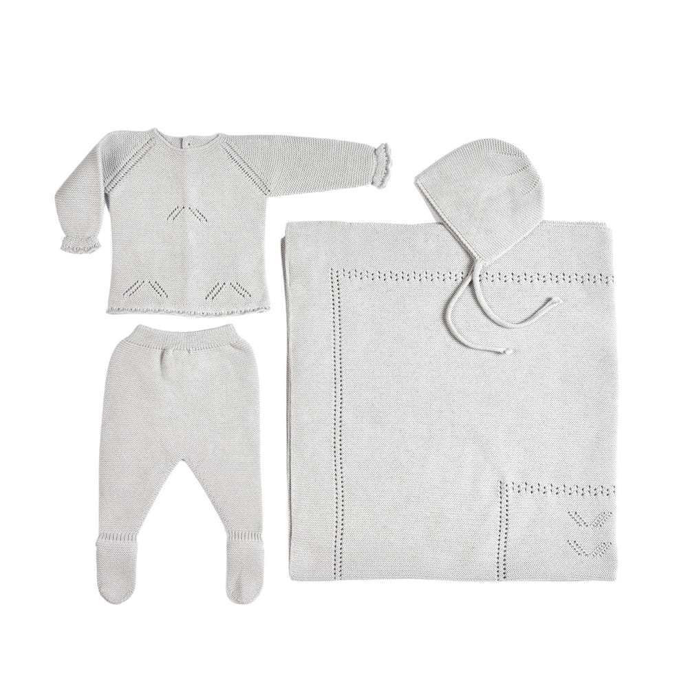 MELI Baby Pearl Grey Layette Set - Soft, stylish ensemble for infants and toddlers. Perfect for cozy comfort.