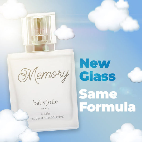 "Memory perfume for babies in a stylish bottle, showcasing gentle fragrance for delicate skin."