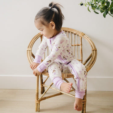 Mia's Mermaids Bamboo Zippy Romper for babies, featuring a colorful mermaid design and soft, eco-friendly fabric.