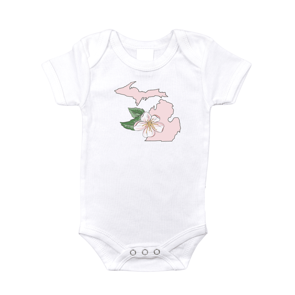 Michigan Apple Blossom Baby Onesie Newborn Coming Home Essential