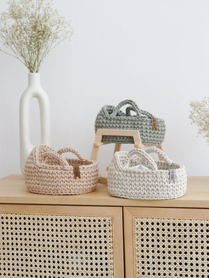 Mini Doll Moses Basket w/Rocking Stand