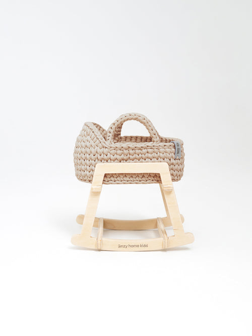 Mini Doll Moses Basket w/Rocking Stand