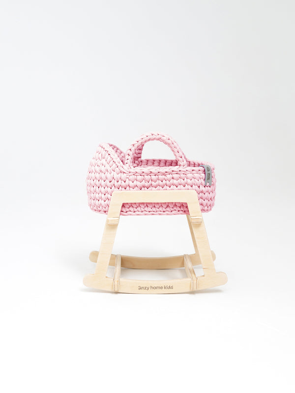 Mini Doll Moses Basket w/Rocking Stand