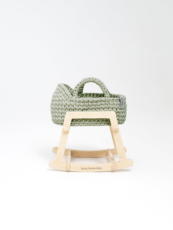 Mini Doll Moses Basket w/Rocking Stand
