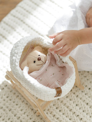 Mini Doll Moses Basket w/Rocking Stand