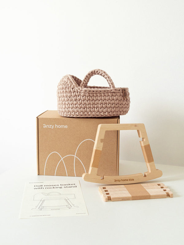 Mini Doll Moses Basket w/Rocking Stand