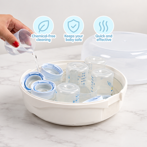 Primo Passi Microwave Baby Bottle Sterilizer Holds 6 Bottles Compact