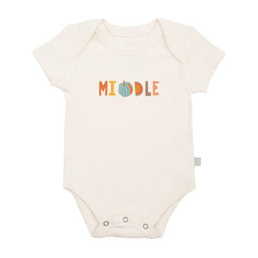 Graphic short sleeve bodysuit for babies, perfect for middle autumn wear.
