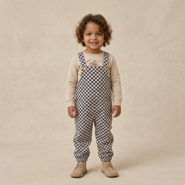 Organic Twill Overalls - Midnight Check