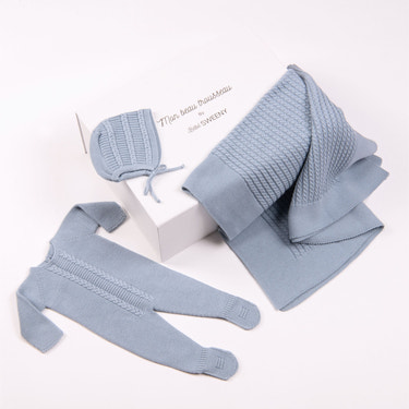 MIEL | Blue Cotton Knit Babygrow Gift Set (3) - MOOGCO Baby
