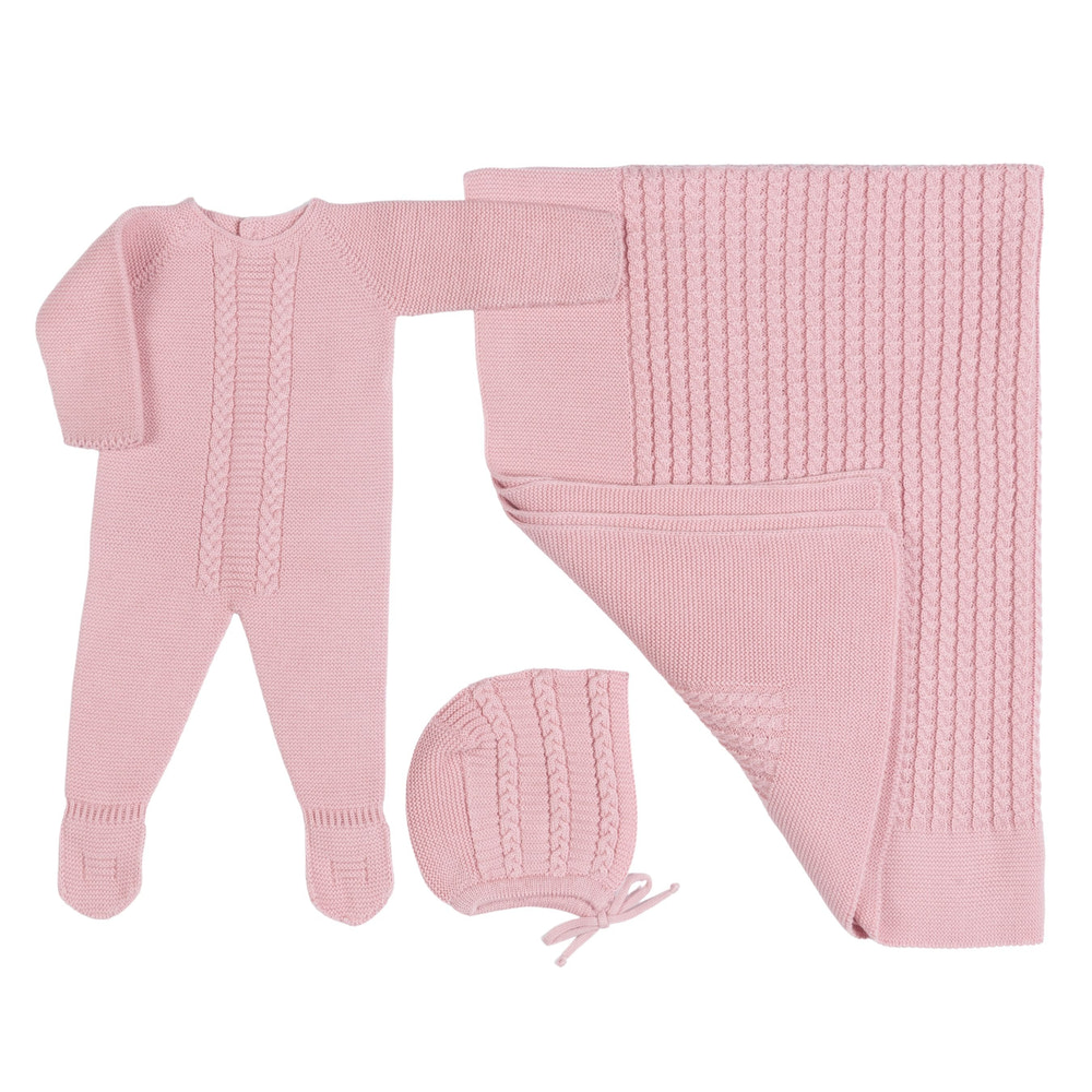 MIEL | Pink Cotton Knit Babygrow Gift Set (3) - MOOGCO Baby