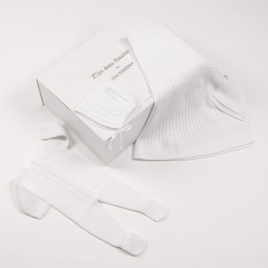 MIEL | Baby White Cotton Knit All-in-One Gift Set (3) - MOOGCO Baby