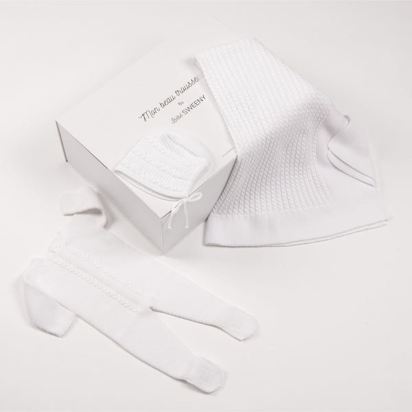 MIEL | Baby White Cotton Knit Babygrow Gift Set (3)