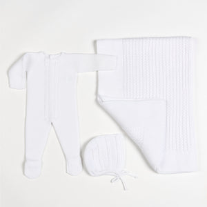 MIEL | Baby White Cotton Knit Babygrow Gift Set (3)