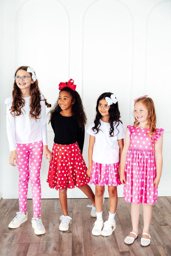 Red Polka Dots Ruffle Twirl Skort