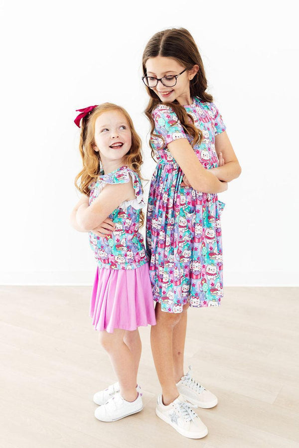 Time to Purr-ty S/S Pocket Twirl Dress
