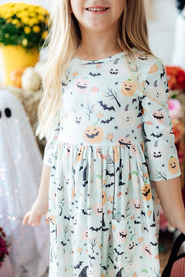 Ghouls Rule 3/4 Sleeve Pocket Twirl Dress