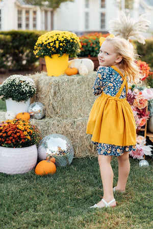 Mustard Faux Suede Pinafore