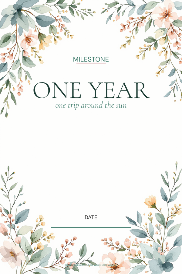 milestone card one year
