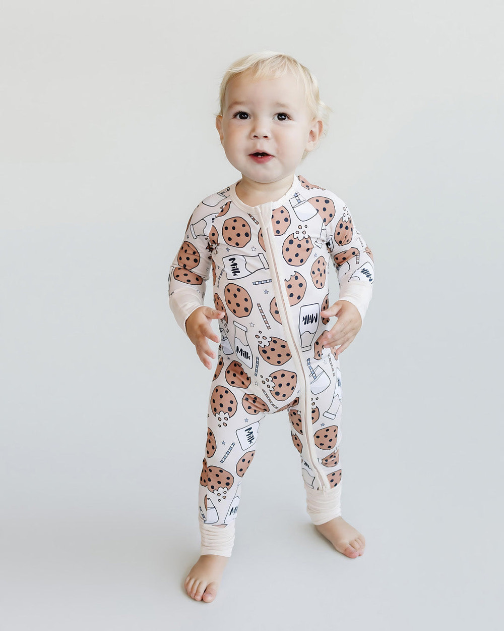 Bamboo Zip Romper | Milk & Cookies - MOOGCO Baby