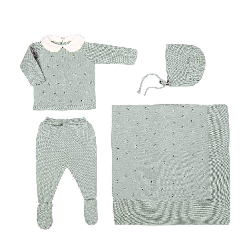 MILOU | Baby Green Cotton Knit Set (4)
