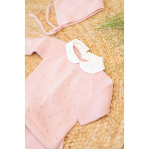 MILOU | Baby Girls Pink Cotton Knit Set (4)