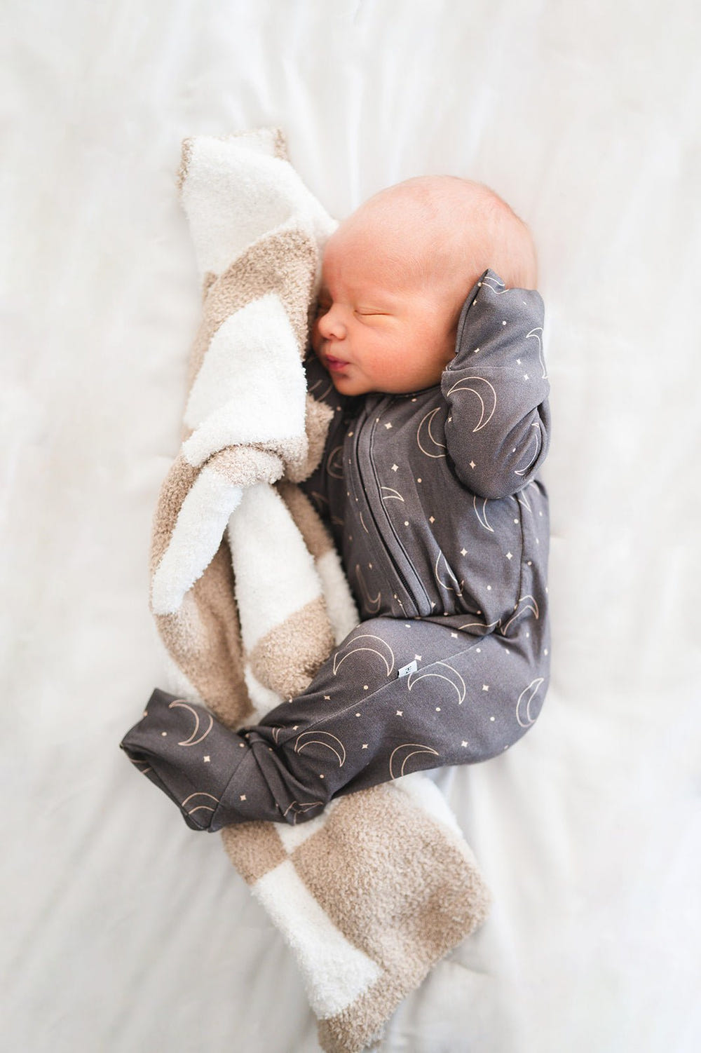 Plush Mini Blanket - Taupe Checker