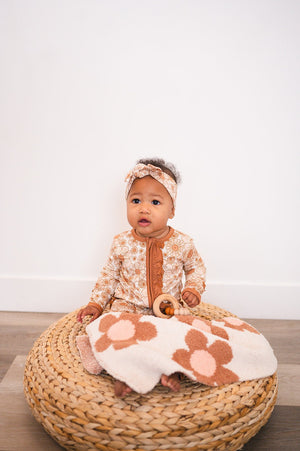Plush Mini Blanket - Caramel Daisy