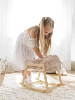 Doll Moses Basket w/Rocking Stand