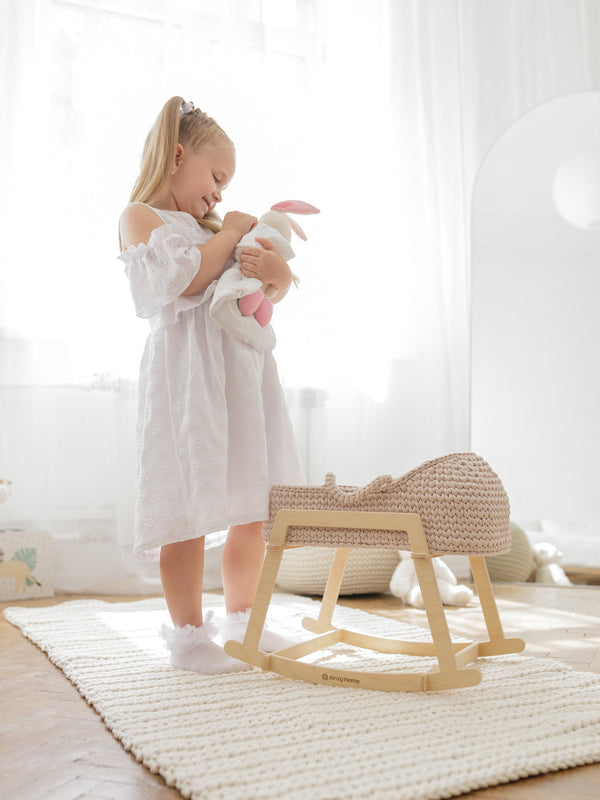 Doll Moses Basket w/Rocking Stand