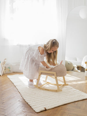 Doll Moses Basket w/Rocking Stand
