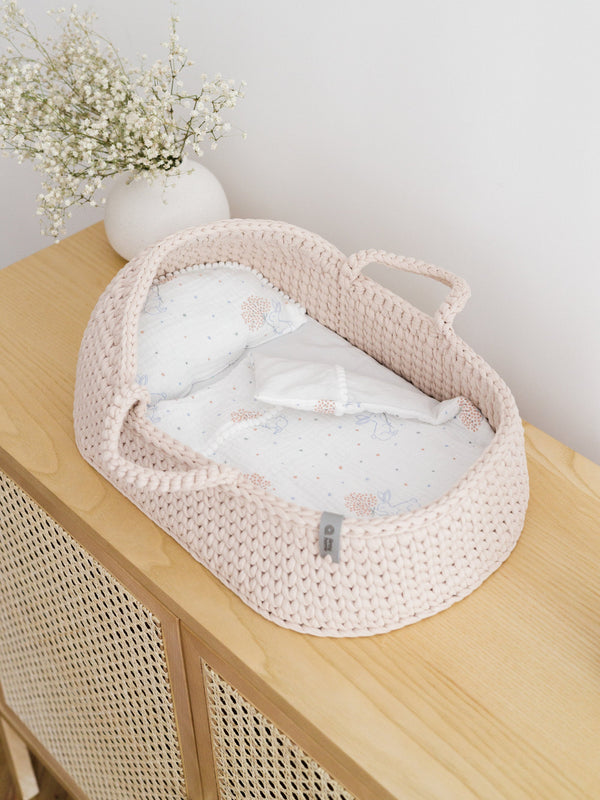 Doll Moses Basket w/Rocking Stand