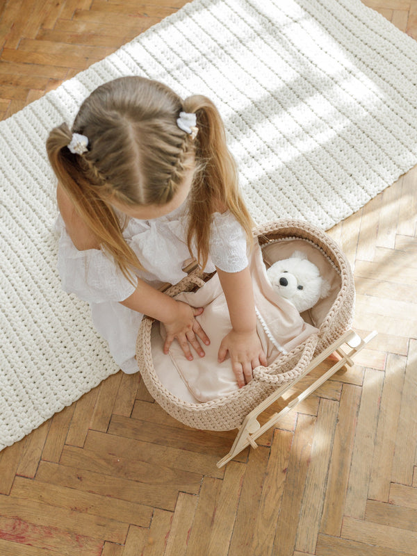 Doll Moses Basket w/Rocking Stand