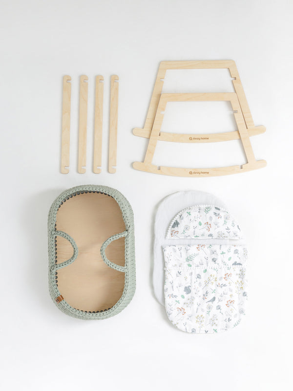 Doll Moses Basket w/Rocking Stand