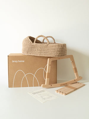 Doll Moses Basket w/Rocking Stand