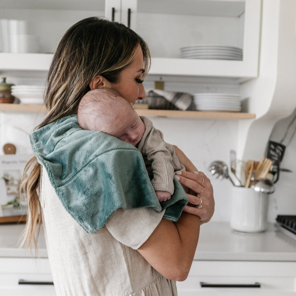 Minky burp cloths 3-pack in soft colors, perfect for baby feeding and clean-up, shown at angle 8.