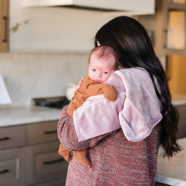 Minky burp cloths 3-pack in soft fabric, perfect for baby care and feeding, displayed at an angle.