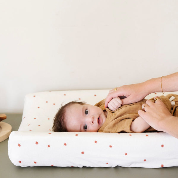 Minky Stretch Luxe Changing Covers for babies, soft and stylish, perfect for diaper changes and playtime.