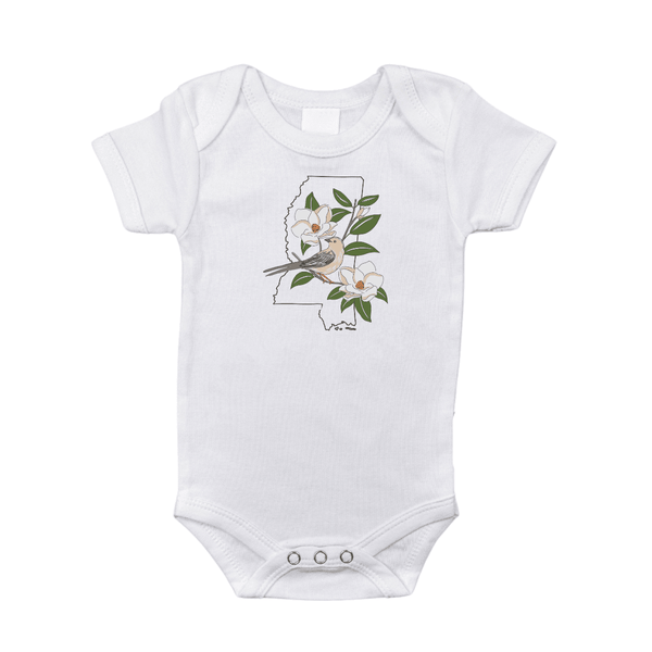 Mississippi Baby Onesie - Short Sleeve Bodysuit for infants, featuring a cute design and soft fabric.