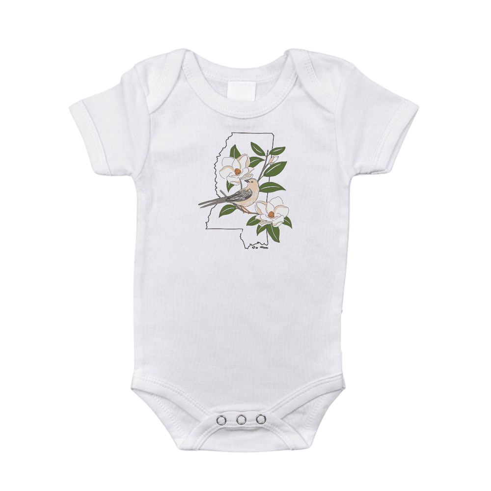 Mississippi Baby Onesie - Short Sleeve Bodysuit for infants, featuring a cute design and soft fabric.