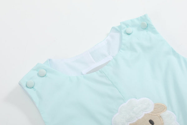 Misty Blue Fuzzy Lamb Shortalls