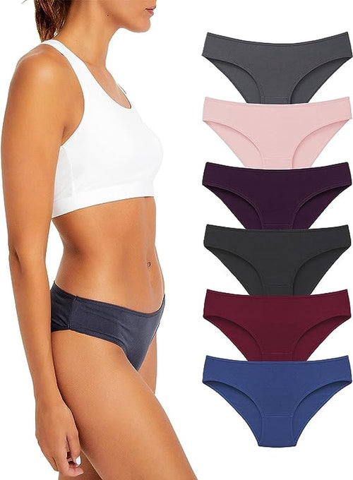Women's Cotton Bikini Underwear 6-Pack, Soft Breathable Stretch Panties