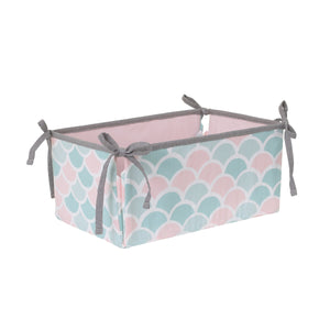 Sugar Reef Mermaid 4 Piece Nursery Crib Bedding Set - Appliqued Round Play Quilt, 100% Cotton Fitted Crib Sheet, Shirred Crib Skirt with 16" Drop, Nursery Organizer