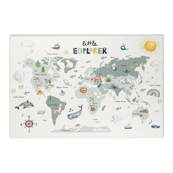 Baby Animals ABC Rug / World map Area Rug