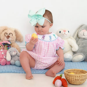 Smocked Pink Bunny Bubble