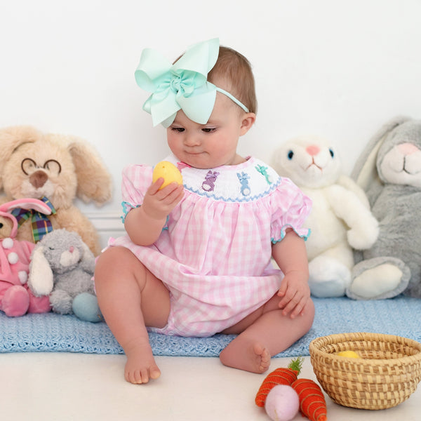 Smocked Pink Bunny Bubble